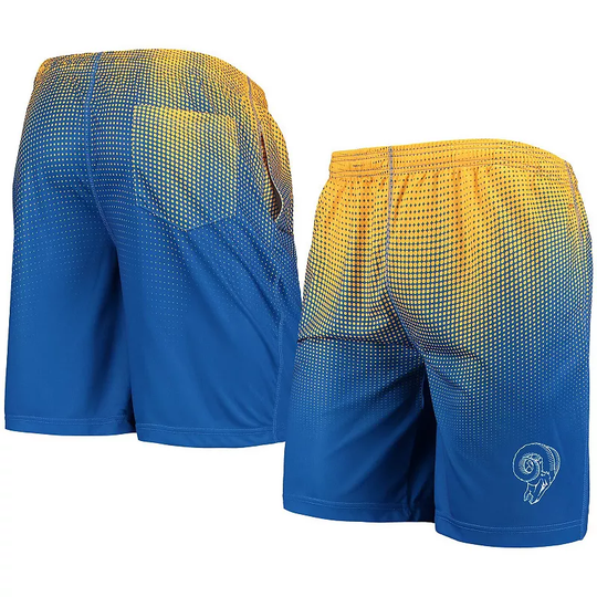 Men's FOCO Royal/Gold Los Angeles Rams Historic Logo Pixel Gradient Training Shorts, Size: Small, Blue