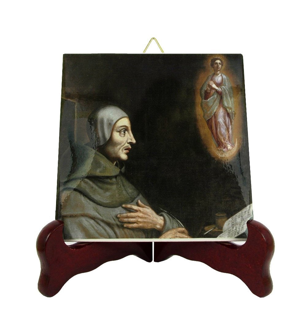 Blessed John Duns Scotus - Icon On Ceramic Tile Catholic Saints Serie Art Franciscan Franciscans