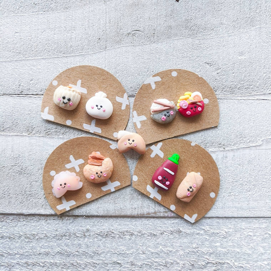 Mix & Match Asian Food Earrings, Kawaii Dumpling Ramen Cute Earrings
