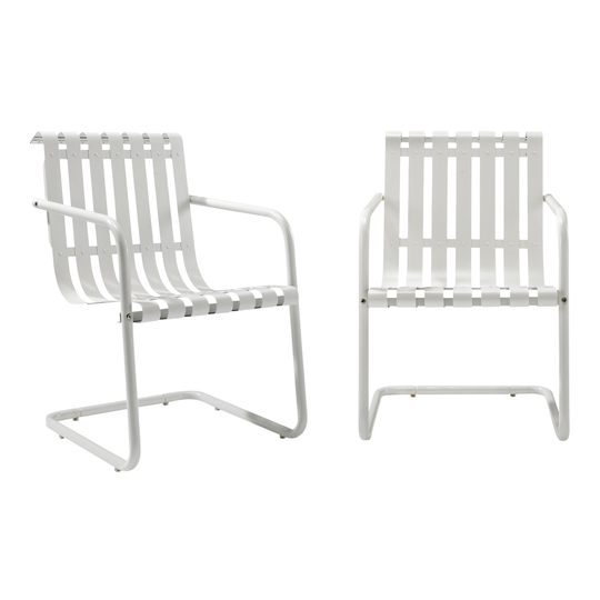 White Metal Aubrey Outdoor Patio Armchairs Set of 2 by World Market