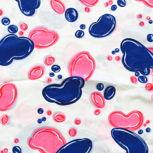 1.8 Yd Pink Blue Novelty Fabric Cotton Blend
