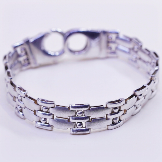6.75" 10mm, Vintage Italy Vior Sterling 925 Silver Chain Bracelet, Stamped