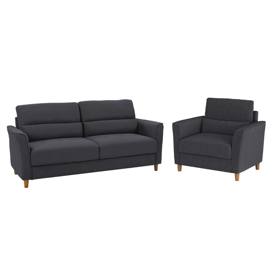 CorLiving Georgia Modern 2-Piece Polyester/Polyester Blend Dark Grey Living Room Set in Gray | LGA-201-Z3