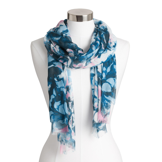 Pink And Blue Recycled Knit Floral Scarf by World Market