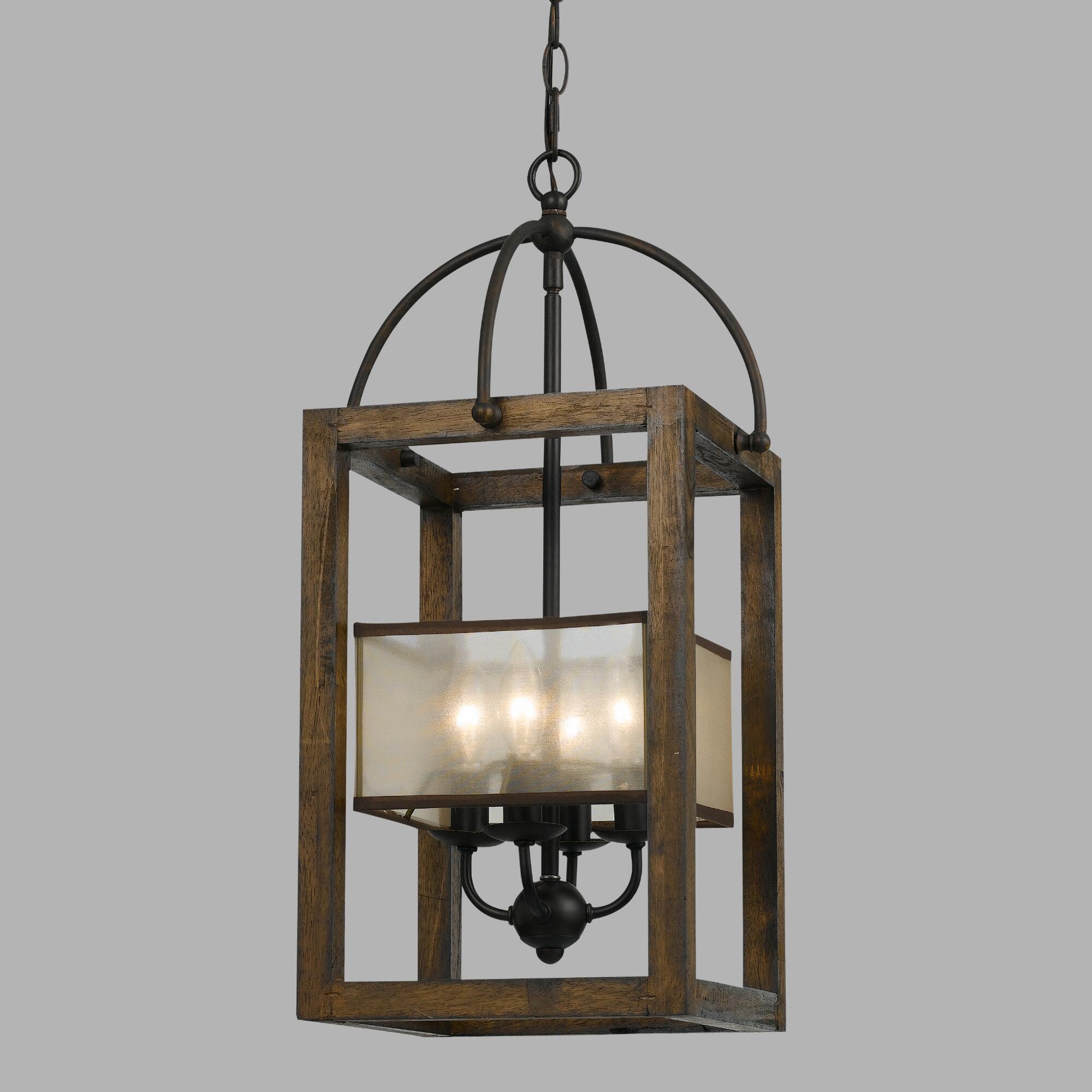 Wood and Bronze 4 Light Mission Chandelier by World Market