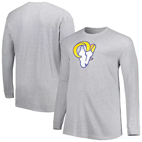 Men's Heather Gray Los Angeles Rams Big & Tall Waffle-Knit Thermal Long Sleeve T-Shirt, Size: XLT, Grey