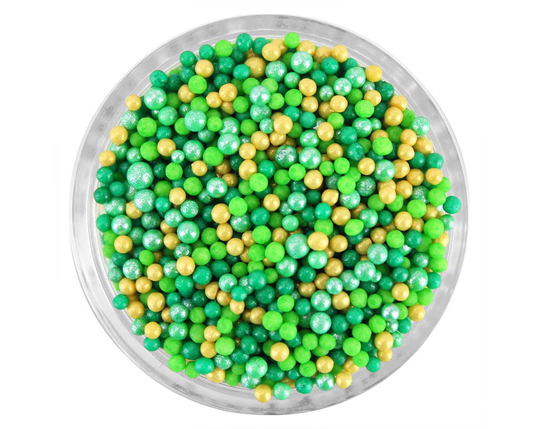 st. Patrick's Day Non-Pareils Blend - An Exclusive Mix Of Classic Tiny Non-Pareils in Green, Pearly Lime & Gold