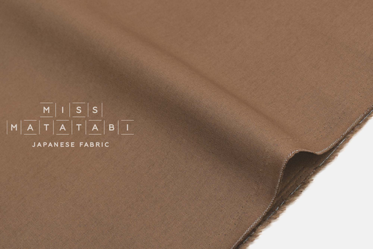 Japanese Fabric Linen Blend Canvas Solids - Mocha 50cm