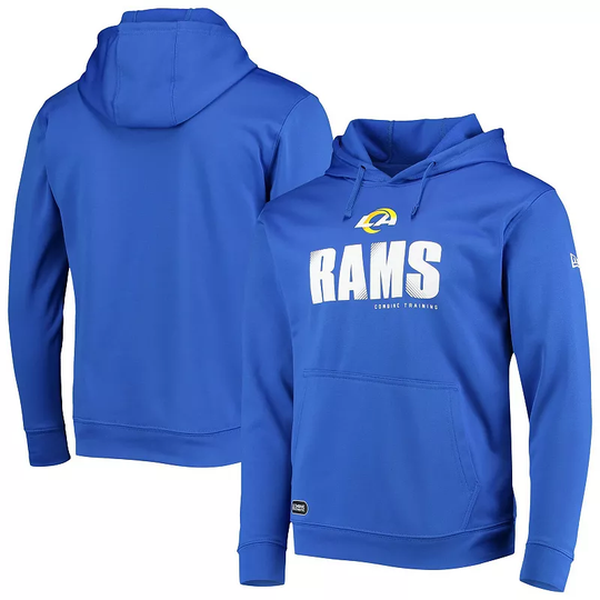 Men's New Era Royal Los Angeles Rams Combine Authentic Hard Hash Pullover Hoodie, Size: 2XL, Blue