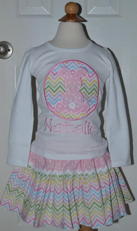 Personalized Easter Bunny Patch Applique Shirt Or Bodysuit Girl Boy
