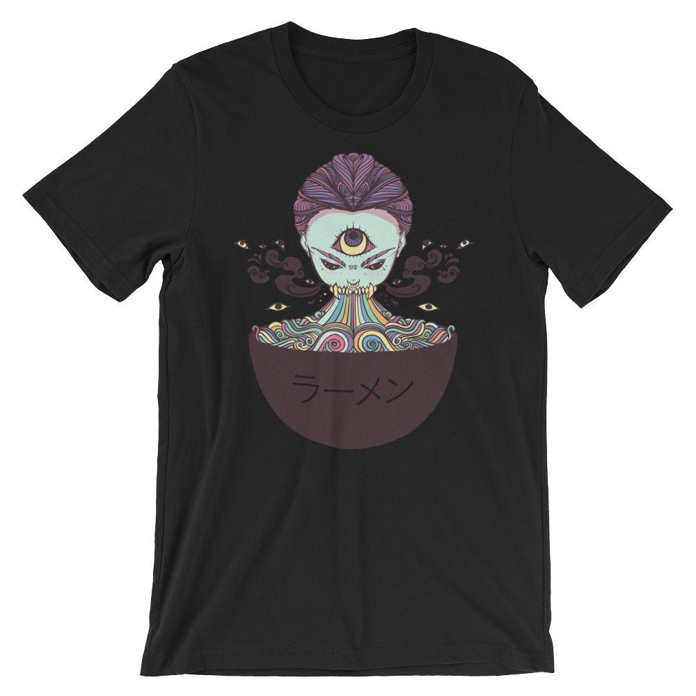 Rainbow Ramen Noodles Anime Monster Girl T-Shirt, Street Wear Skater Graphic Tee