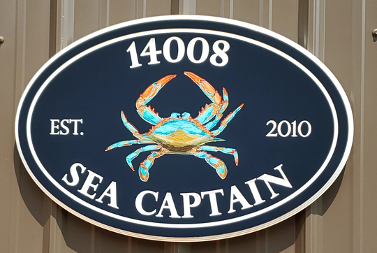 Chesapeake Bay Crab Hand Painted Beach Coral Turquoise Carved Pvc House Address