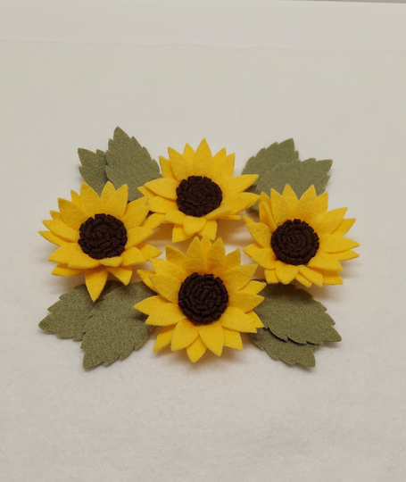 Loose Flowers, Wool Blend Felt Flowers & Leaves, Sunflowers, Fall Diy