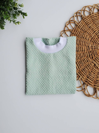 Light Green Towel Bib, Pullover Bib, Full Coverage Fall Bib, Baby Toddler Bib, Green Bib, Green Textured Bib
