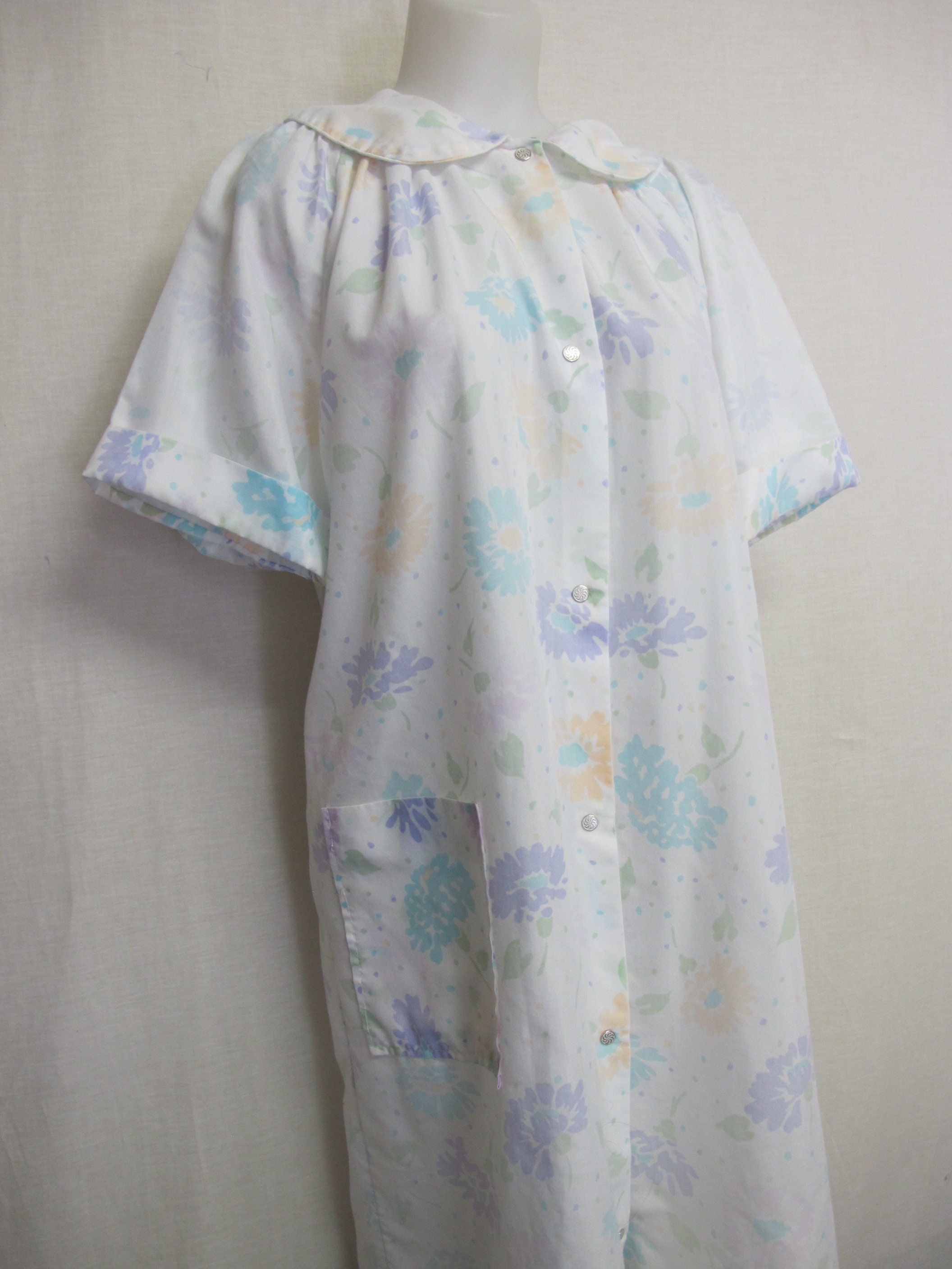 Old Fashioned Nightgown Cotton Blend House Dress Snap Front