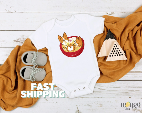 Ramen Corgi Baby Onesie®, Cute Dog Shirt For Toddler, Custom Shower Gift, Father's Day Mother's Personalized Onesies, Holiday Gift