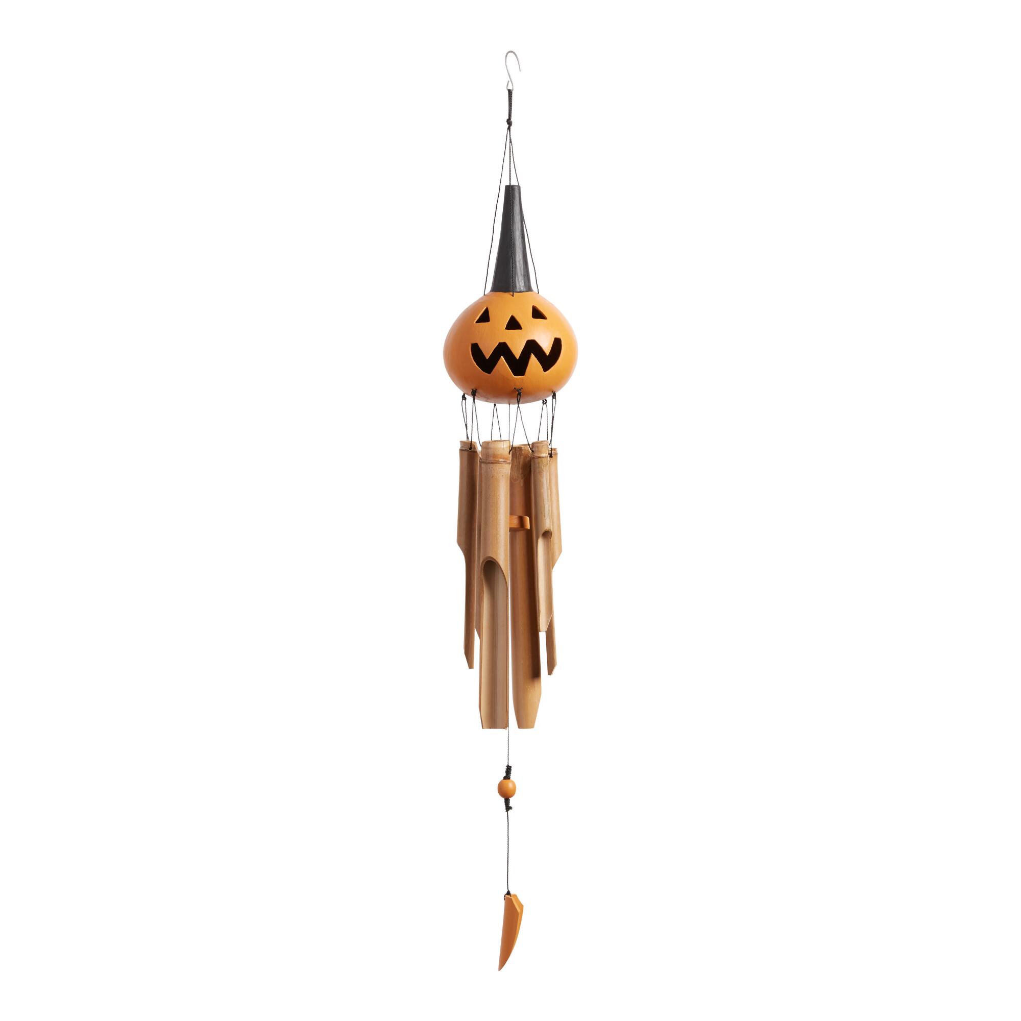 Wood and Bamboo Jack O Lantern Wind Chime: Multi by World Market