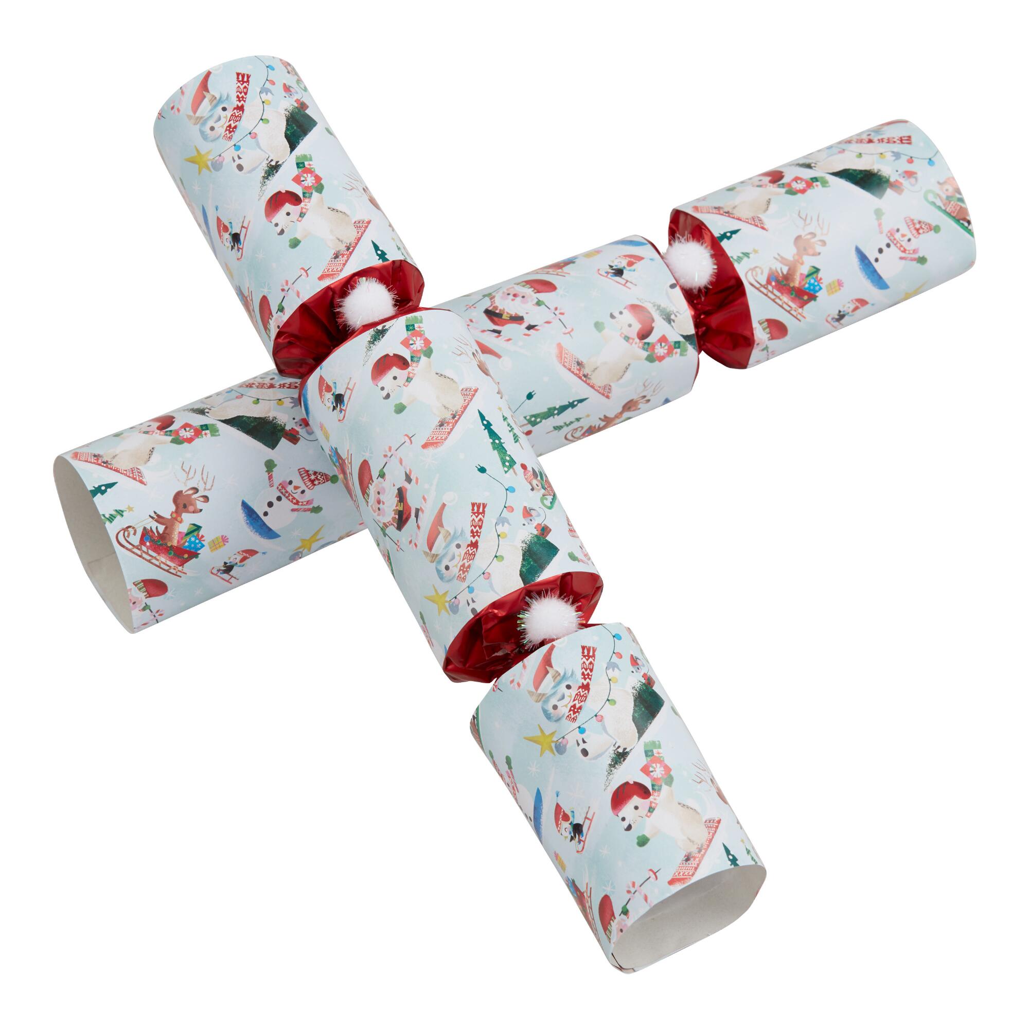Skiing Santa with Racing Penguin Crackers 6 Count: Multi - Paper by World Market