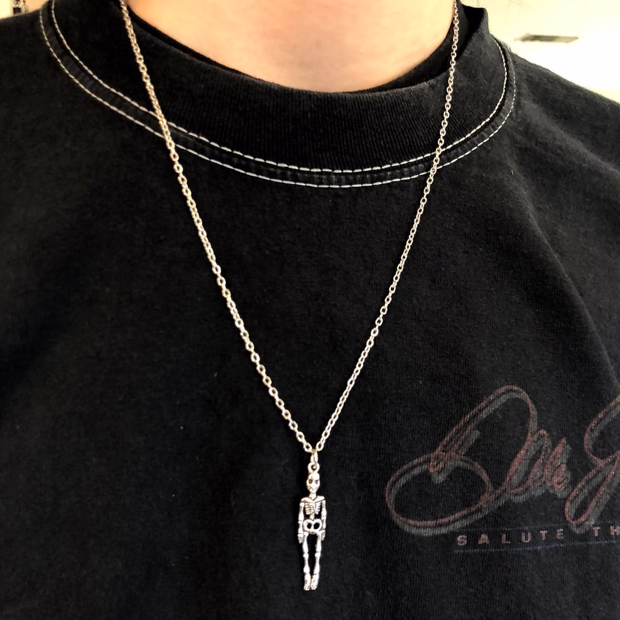 Skeleton Necklace/ Goth Punk Jewelry/ Skull Skeleton/ Bones/ Fall/ Halloween