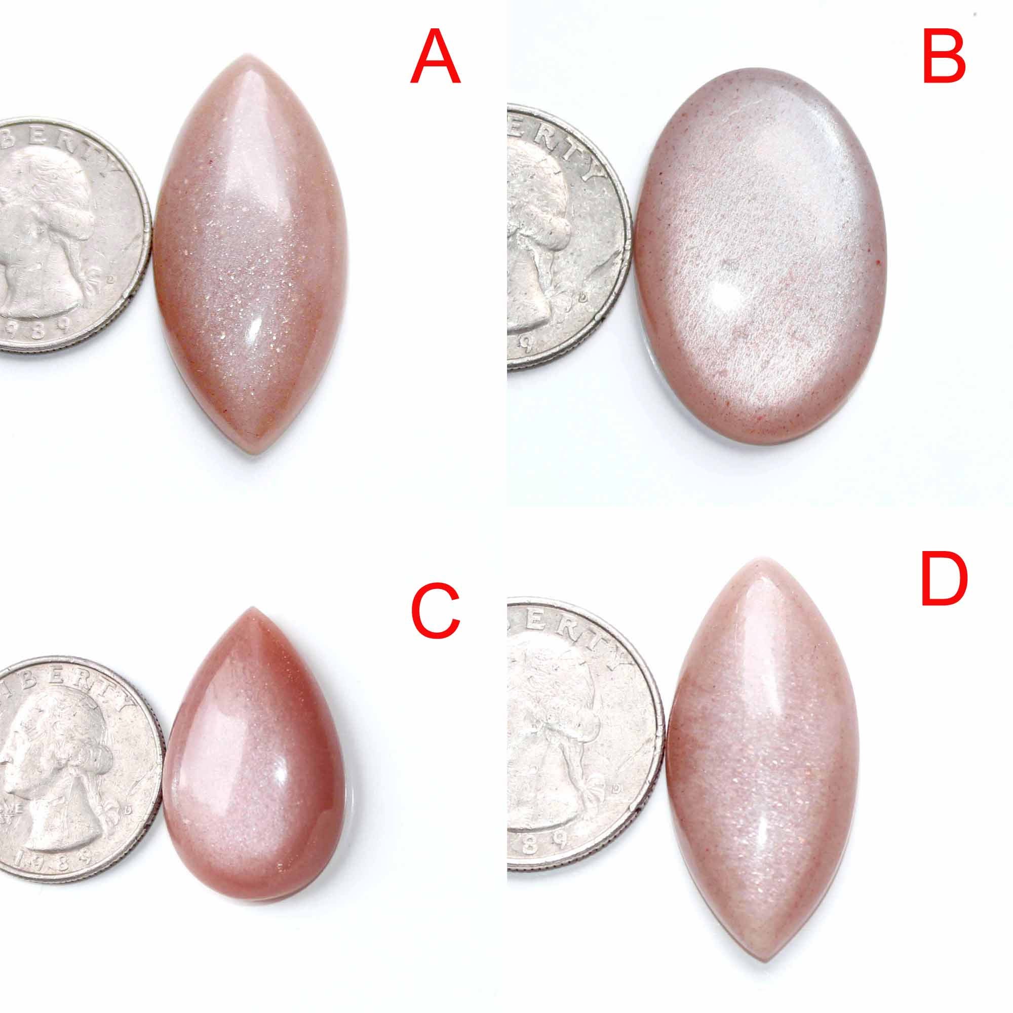 Natural Peech Moonstone Cabochon Lot & White Gemstone Cabochon Silver Jewelry Ring Pendant Making Stone