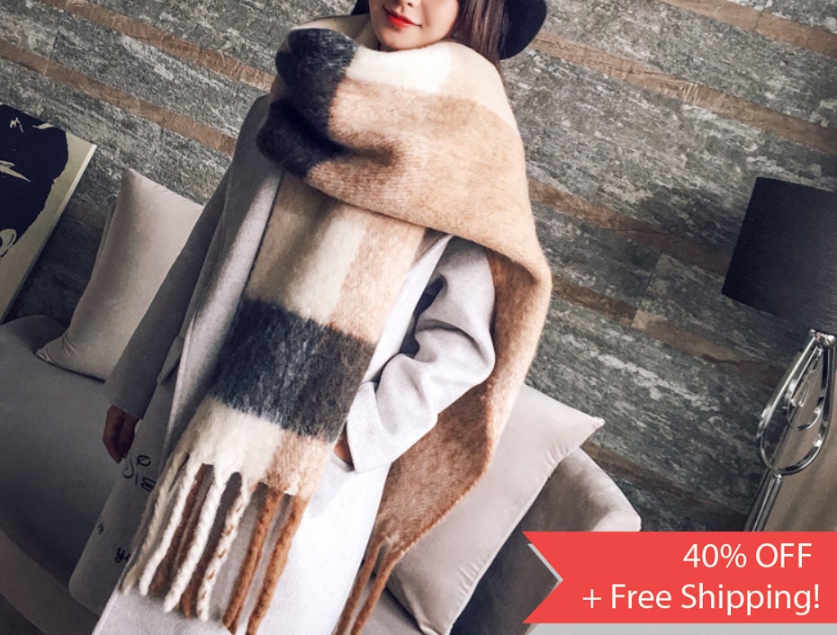 Women's Scarf, Cashmere, Acrylic Blend, Soft Warm Shawl, Wraps, Gifts For Her, Fall Accessories, Travel Vintage Shawl, Modern Scarf