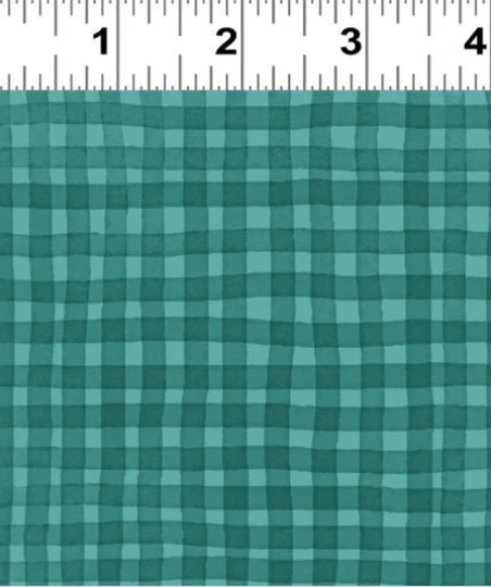 Plaid Grid in Tonal Teal Blender From Dale Farm Collection By Rebecca Jones For Clothworks Fabric- 100% Cotton - You Choose The Cut