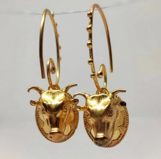 Cow Head Ancient Greek Jewelery Style Earrings