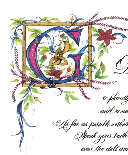 Celtic Knot/Desiderata/Lavender/Thistles/Lillies/Scottish/Old World Art/For Him/Gift For Son/Gift Her/Gold