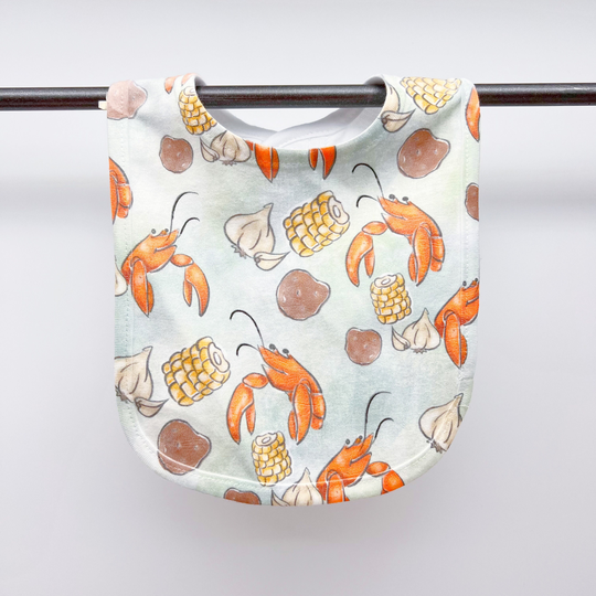 Crawfish Boil Baby Bib, Home Malone, New Orleans, Shower Gift, Cute, Nola Coastal Baby, Lobster, Seafood Boil, Corn, Potato