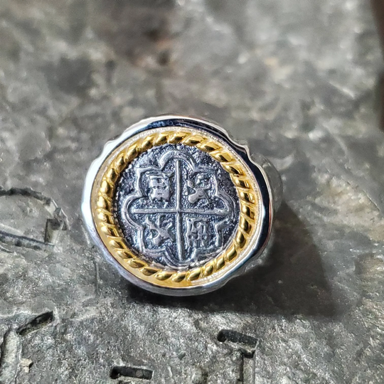 Atocha Ring Silver With 14Kt Gold Plating Shipwreck Treasure Coin