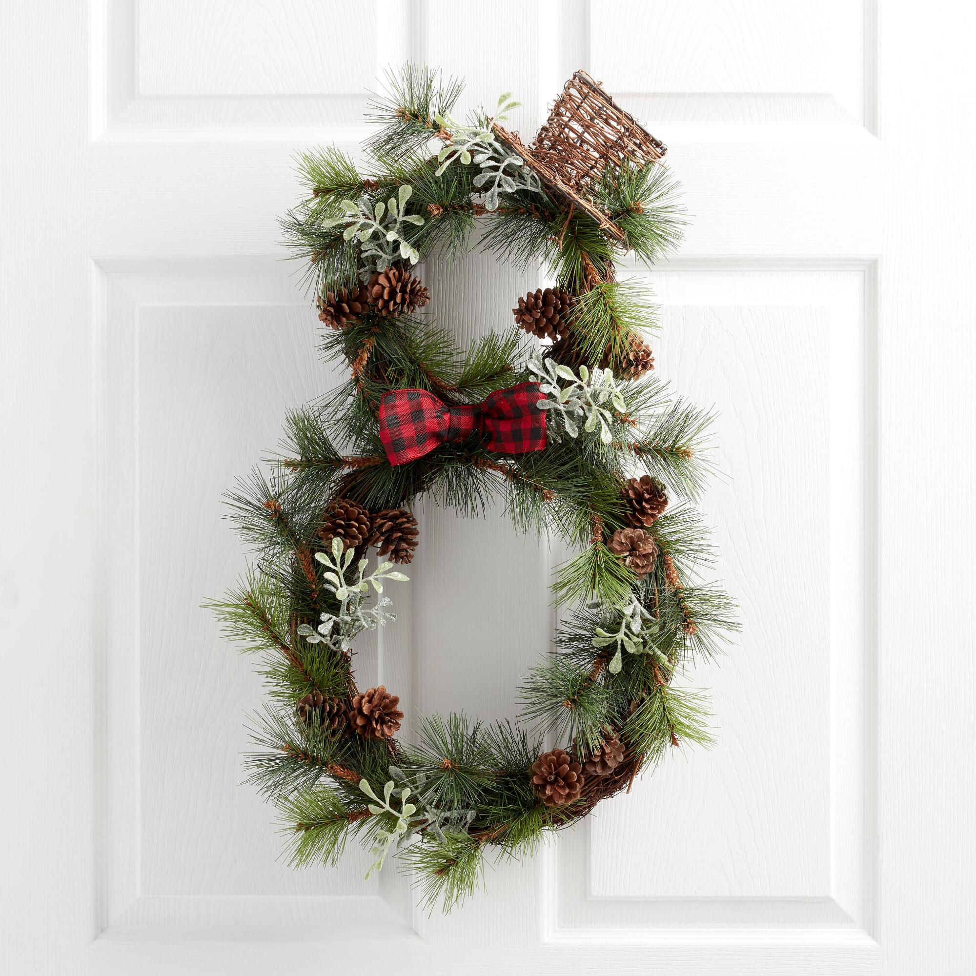 Pier Place Green Twig and Pinecone Snowman Hanging Decor: Multi - Plastic by World Market