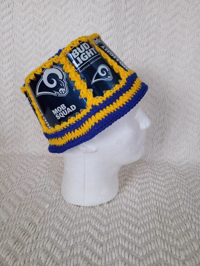 Rams Handmade Crochet Beer Can Hat