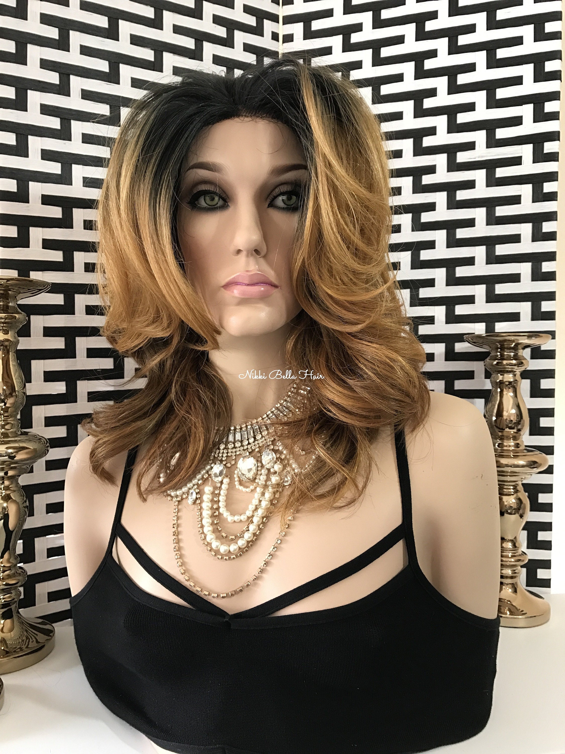 Big City Girl Glamour Human Hair Blend Multi Parting Lace Front Wig 12""