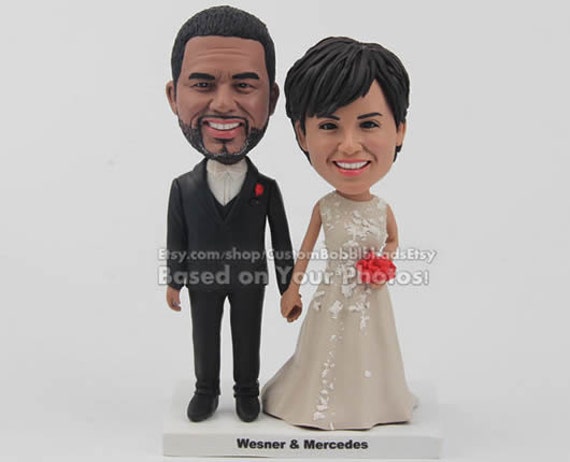 Custom Bobblehead - Personalized Wedding Cake Topper, Topper Wedding, Bride & Groom Custom Wedding Topper