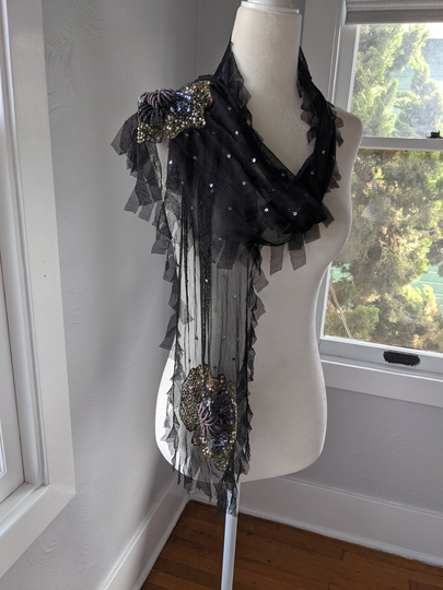 Antique Hand Beaded 1930's 40's Scarf/Wrap
