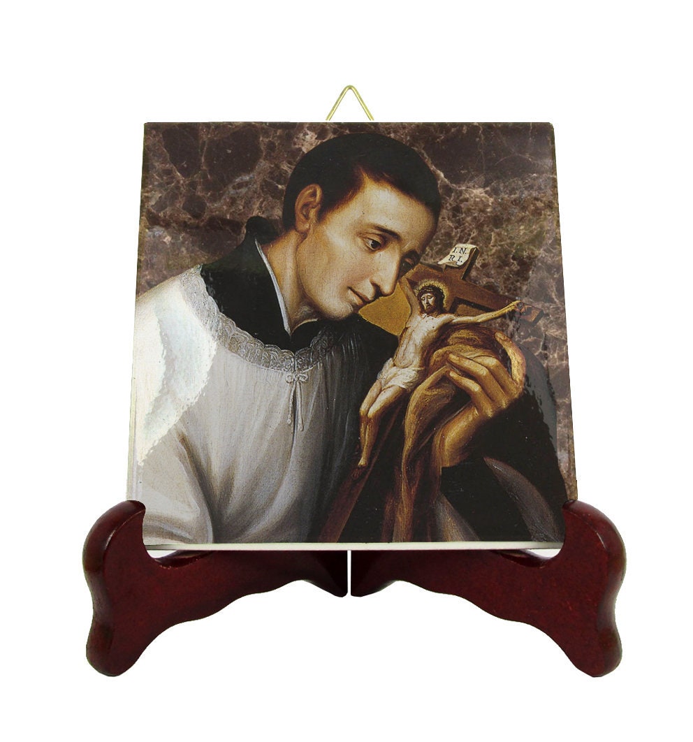 st Aloysius Gonzaga - Catholic Saints Serie Christian Icon On Tile Handmade in Italy Saint Saint Patron Jesuit