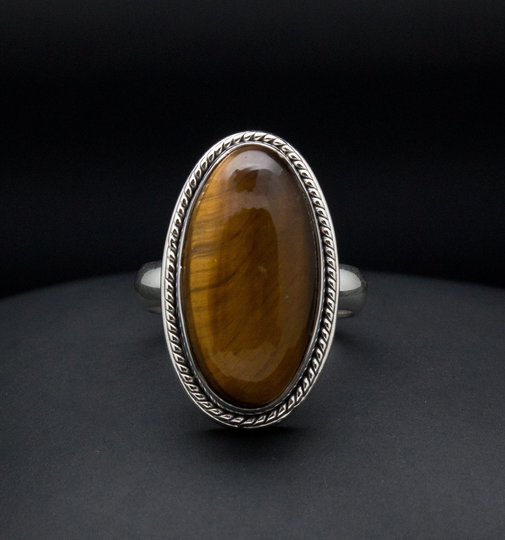 sterling Silver Yellow Tiger Eye Ring Size 5