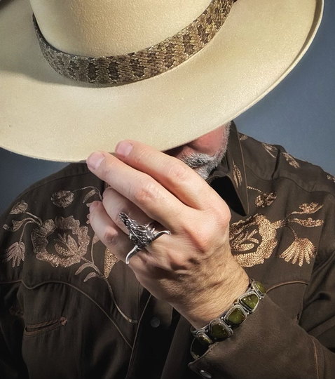 Awesome Sterling Silver Unisex Longhorn Bull Ram Skull Head Horns Ring Layaway Available