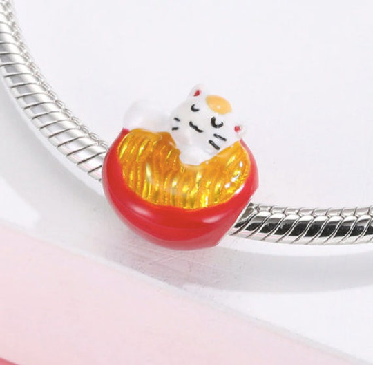100% Genuine 925 Sterling Silver Bowl Delicious Noodle Ramen Food Pendant Charms Fit Pandora Women Charm Bracelets Diy Jewelry