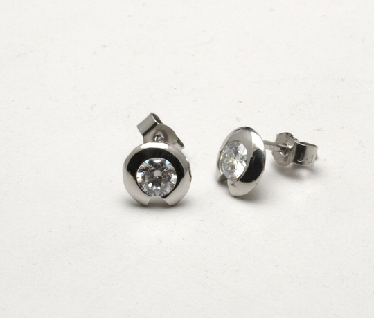 Platinum & Moissanite Tension-Set Earrings
