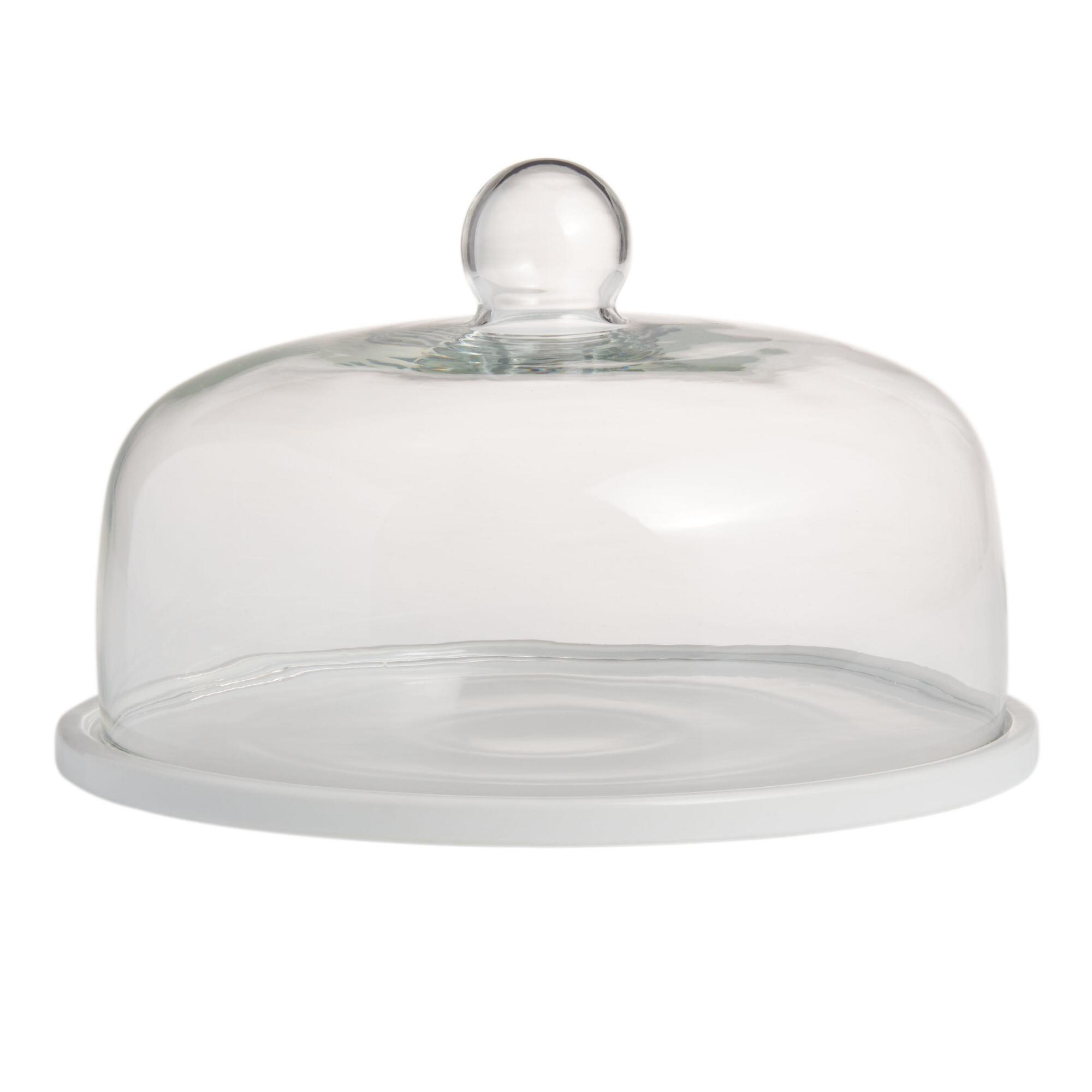 White Porcelain Coupe Cake Plate with Cloche by World Market