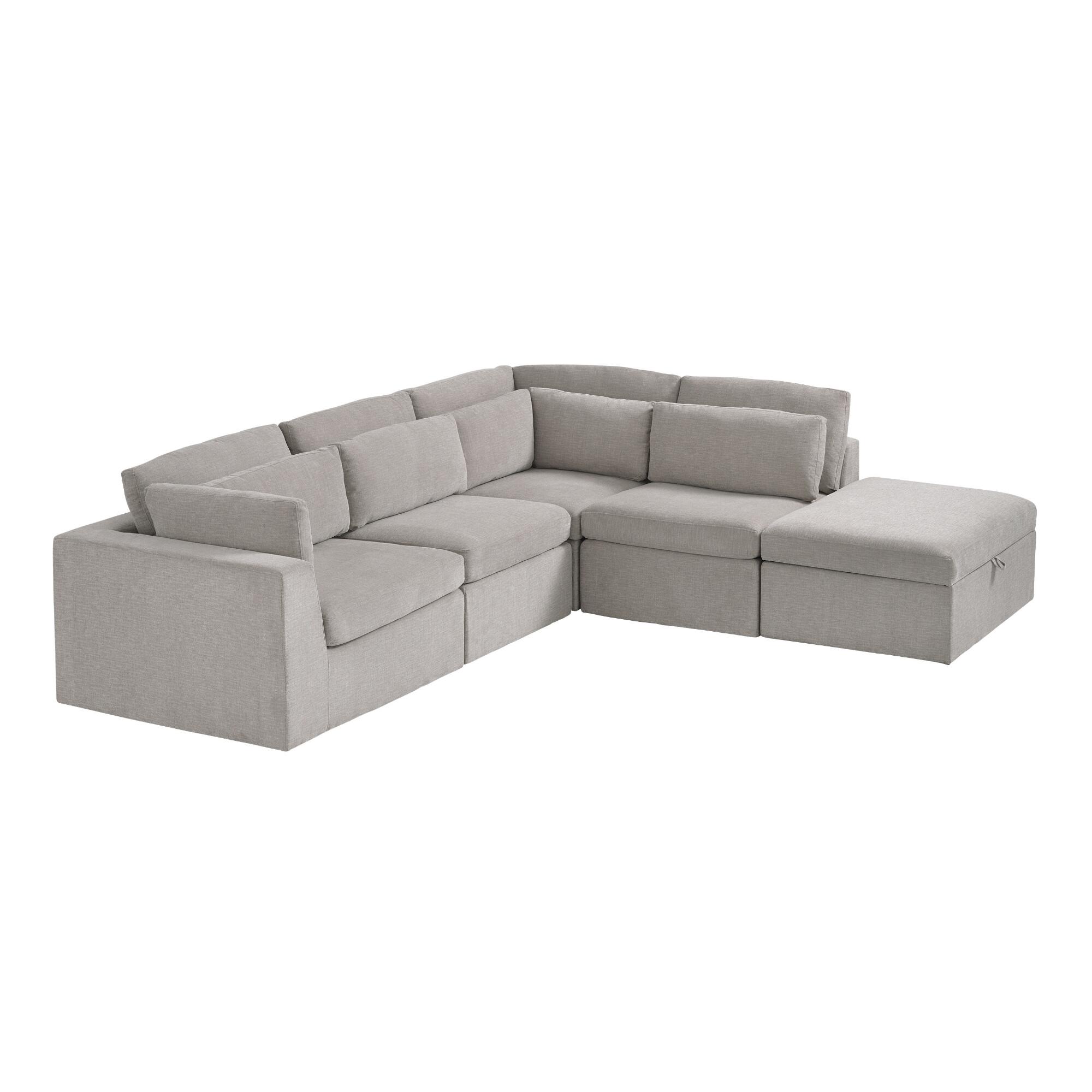 Gray Emmett 5 Piece Square Modular Sectional Sofa by World Market