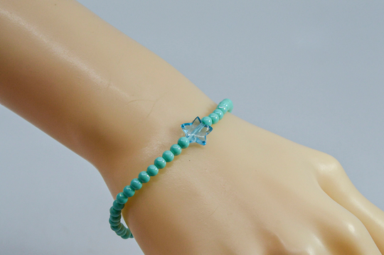 Blue Tone Womens Beaded Stretch Bracelet