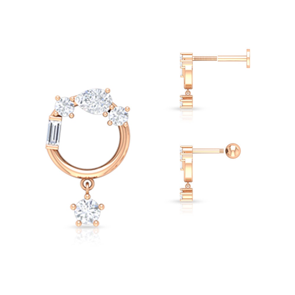 1/4 Ct Diamond Earrings, Helix Piercings, Body Jewelry For Women, Piercings