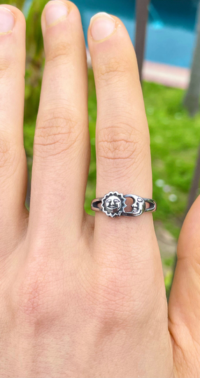 Sun Ring, Moon Women's Men's Stainless Steel, Streetwear Signet Jewelry, Fashion Jewelry