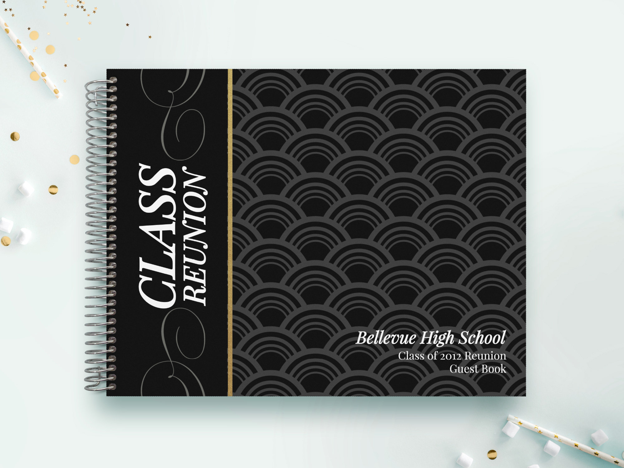 Class Reunion Guest Book | Guestbook Custom Guestbook Personalized Black & Gold