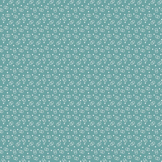 Lori Holt Cook Book Fabric By Riley Blake - Teal Ring Toss The 1/2 Yard Or Fat Quarter