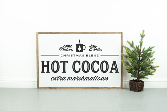Hot Cocoa Christmas Blend Sign | 18"x24" Modern Farmhouse Wood Signs Holiday Decor Vintage Free Shipping