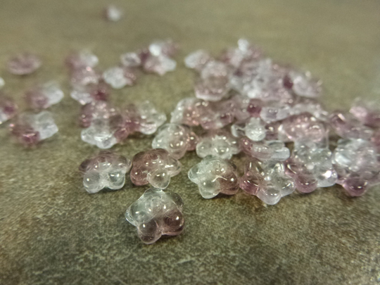 50Pc Amethyst/Alexandrite Blend Czech Glass Flower Cap Beads, 7mm