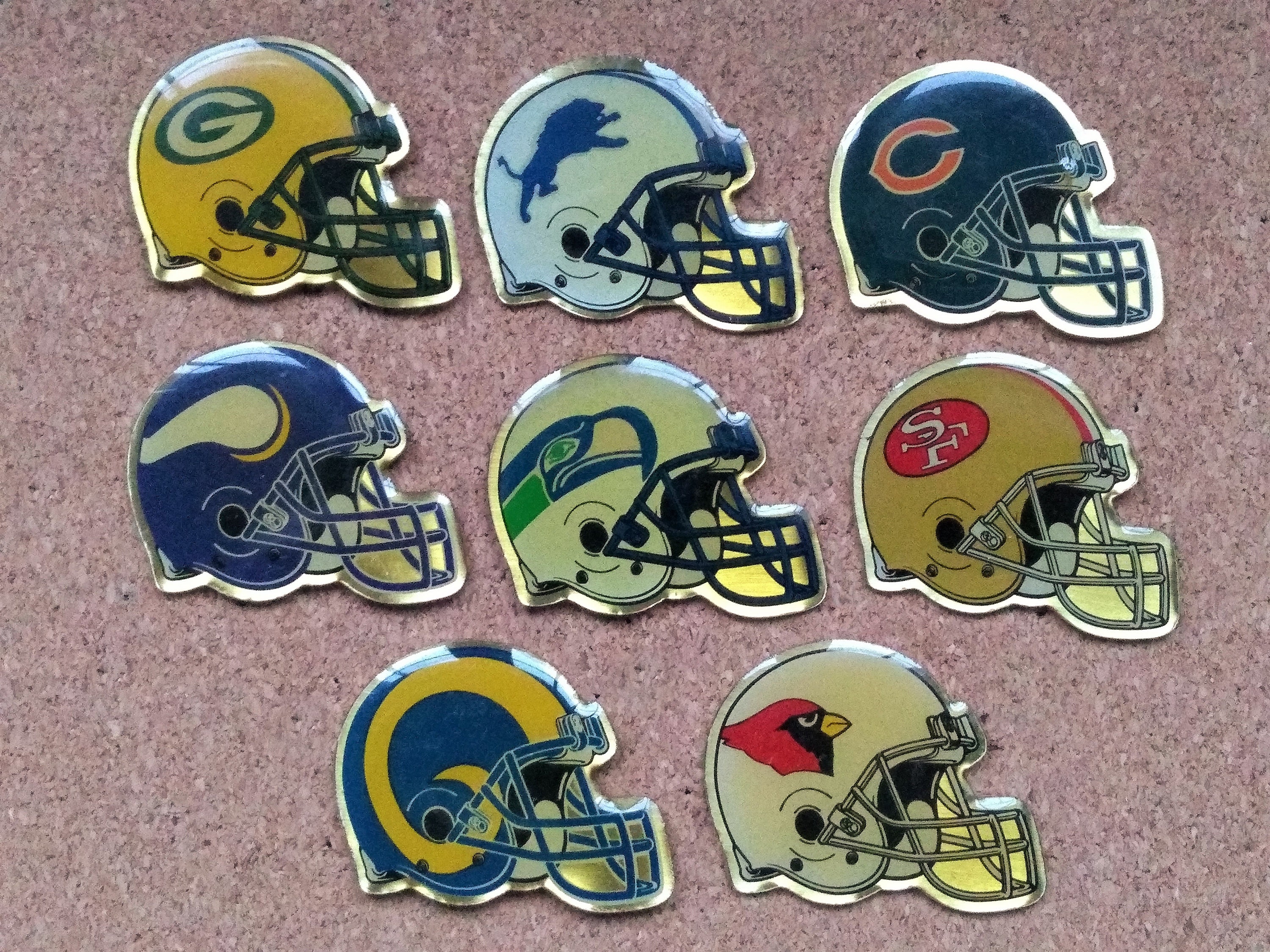 Vintage Nfl | Nfc North & West Football Helmet Enamel Pins Bears, Detroit Lions, Packers, Vikings, Seahawks, Sf 49Ers, Rams & Cardinals